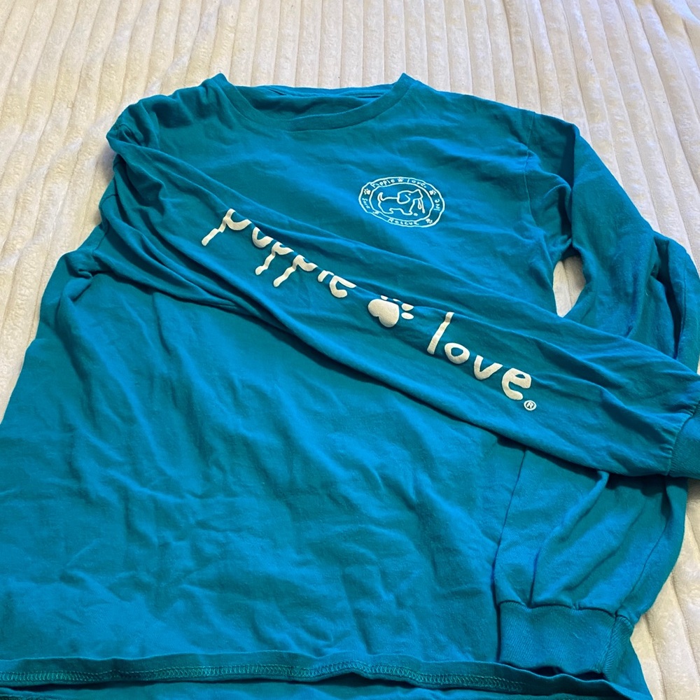 Puppie Love Women's Teal Long Sleeve Tee